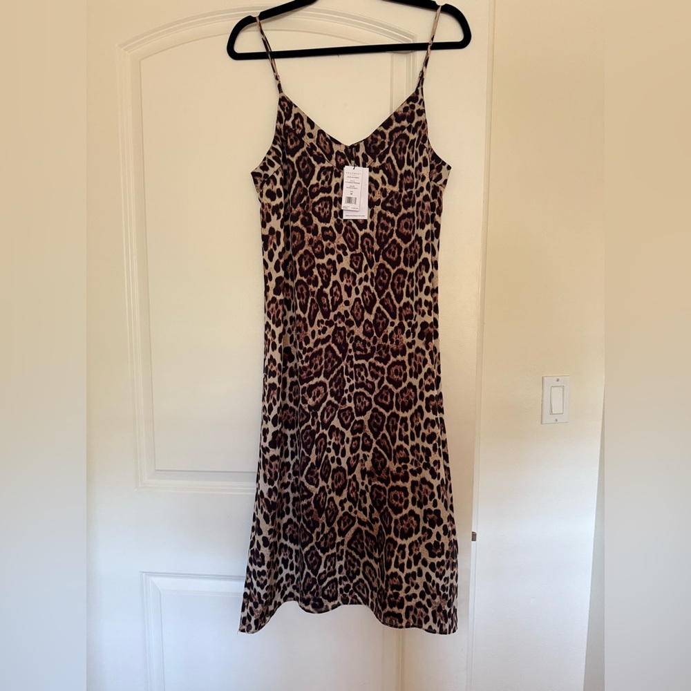 Equipment Brown Leopard Print Midi Slip Dress
